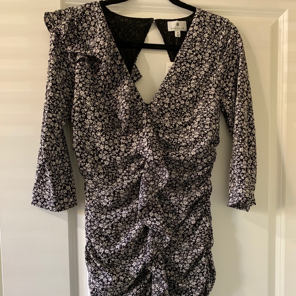 Black and white floral dress
